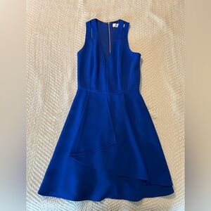 Adelyn Rae Royal Blue Asymmetrical V-Neck Fit-and-Flare Dress